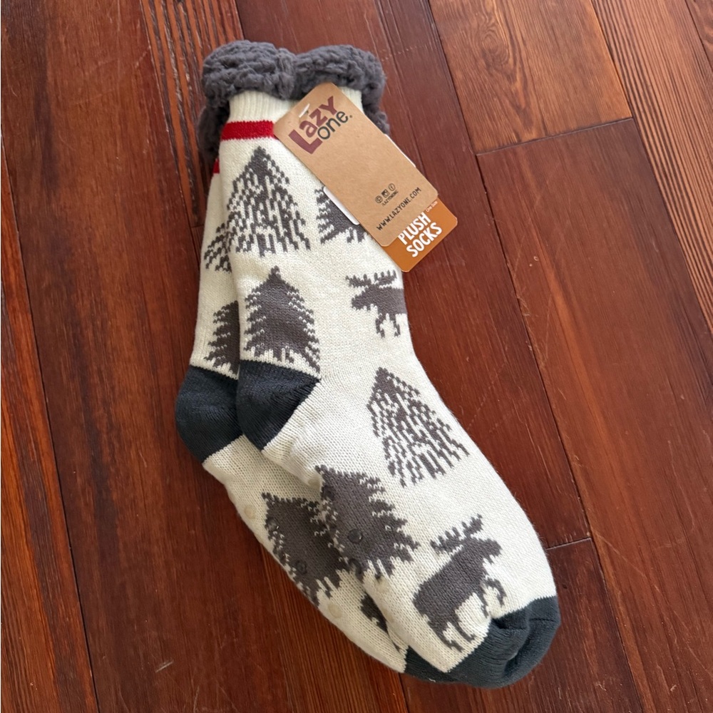 Lazy One Men's Cream and Black Moose Socks